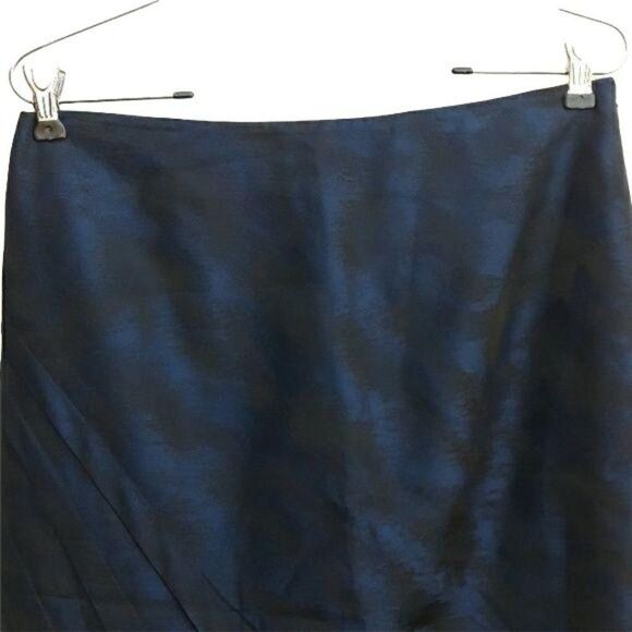 Ann Taylor Skirt Formal Metallic Asymmetrical Pleated Straight Skirt Blue Sz 4 - Picture 5 of 8